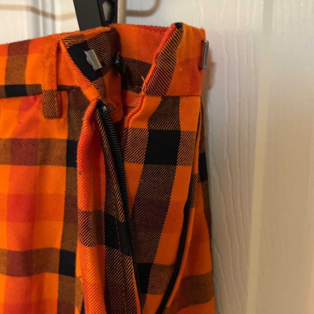Hot Topic Plaid Skirt Pleated Orange Black Punk Goth Schoolgirl Cosplay Lined - Picture 8 of 8